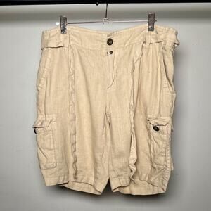 Caribbean Canvas Company Womens Light Tan Crew Line Cargo Baggy Shorts Size 12